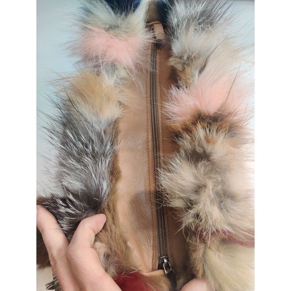 Real fox fur multicoloured bag with leather details brand is Befur on Etsy - Picture 9 of 16